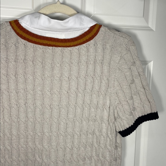 Anthropologie Maeve Twofer Cable Sweater Size Medium Short Sleeve - Picture 10 of 16
